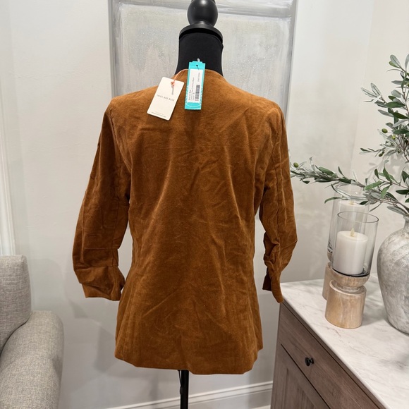 NWT Skies are Blue Corduroy Raja Collarless Blazer Camel Brown - Picture 2 of 10